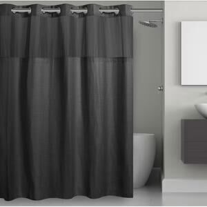 NWT - Hookless Waffle 71 in. W x 74 in. L Polyester Shower Curtain in Black